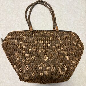 Vintage Wood Disc Beaded Sequin Handbag Brown Boho Y2K Shoulder Bag Purse